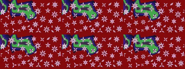 Yumuşak, bahar çiçekli arka plan. Çiçekli karalama şeklinde Raster çiçek deseni. Kırmızı renkte çiçekler.