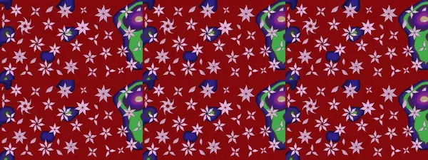 Kibarca, kırmızı renkte yaz çiçekleri. Raster illüstrasyonu. Raster çiçek desenli ve çiçekli..