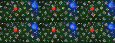 Nakış desenli çiçek deseni. Renkli grunge, soyut arkaplanı kolomavi çiçeklerle süslüyor. İzler, kumaş, duvar kağıtları, tekstil için raster dokusu.