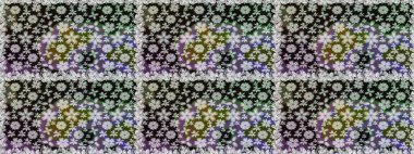 Çiçek buketleriyle klasik tarzda kusursuz desenler. Gri renklerde. Raster illüstrasyonu.