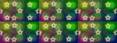 Basit bir kar tanesi. Yeşil, mavi ve kahverengi renklerin çizimi. Soyut duvar kâğıdı, ambalaj dekorasyonu. Kışın sembolü, mutlu noeller, mutlu yeni yıl kutlaması Raster illüstrasyonu..