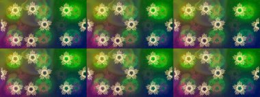 Basit bir kar tanesi. Yeşil, mavi ve kahverengi renklerin çizimi. Soyut duvar kâğıdı, ambalaj dekorasyonu. Kışın sembolü, mutlu noeller, mutlu yeni yıl kutlaması Raster illüstrasyonu..