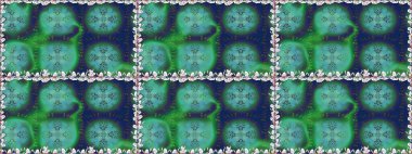 Çiçeksiz desenli arka plan, yaz çiçekleri. Düz Çiçek Elementleri Tasarımı. Renkli Bahar Temalı Kusursuz Arkaplan. Yeşil renkte çiçekler.