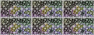 Çiçek buketleriyle klasik tarzda kusursuz desenler. Gri renklerde. Raster illüstrasyonu.