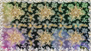 Klasik raster şablonu. Tekrarlayan elementlerle kusursuz soyut arkaplan. Gri ve altın desenli.