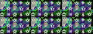 Siluet kar tanesi işareti izole edilmiş yeşil, mavi ve gri renkler. Kar Tanesi Mozaik ikonu. Düz dizayn. Sembol kışı, donmuş, Noel, yeni yıl tatili. Grafiksel element dekorasyonu. Raster illüstrasyonu