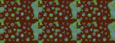 Kahverengi renkli çiçekler. Renkli Bahar temalı eskiz kalıbı. Çiçekli çiçek deseni, suluboya. Düz Çiçek Elementleri Tasarım Raster illüstrasyonu.