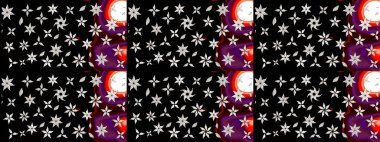 Siyah renkli çiçekler. Tropik çiçek desenleri. Raster illüstrasyonu.