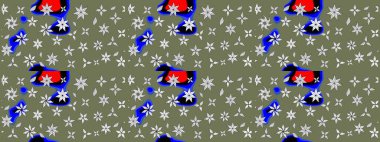 Düz Çiçek Elementleri Tasarımı. Raster illüstrasyonu. Chichi 'nin kumaş kalıbını çiz. Çiçek deseni. Renkli Bahar Teması çizim şablonu.