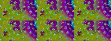 Raster illüstrasyonu. Çiçek süslemeli çizim deseni. Yeşil renkte çiçekler.