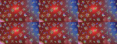 Düz Çiçek Elementleri Tasarım Raster illüstrasyonu. Renkli Bahar Teması eskiz kalıbı. Çiçek desenli eskiz. Kahverengi renkte çiçekler.