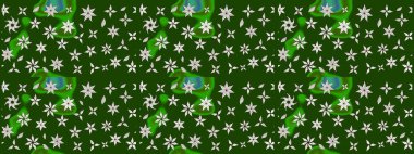 Sevimli çiçek raster deseni. Sketch Colour Spring Theme eskiz kalıbı. Düz Çiçek Elementleri Tasarımı. Yeşil renkte çiçekler.