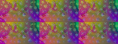 Raster illüstrasyonu. Çizim çiçek deseni duvar kâğıdı olarak kullanılabilir. Yeşil renkte çiçekler.