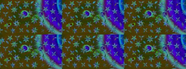 Küçük çiçekteki sevimli çiçek deseni. Robot resim. Raster illüstrasyonu.