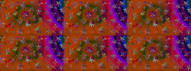 El çizimi. Çiçekli eskiz deseni. Suluboya çizimi. Kahverengi renkte çiçekler.