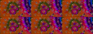 Raster illüstrasyonu. Çiçek süslemeli çizim deseni. Kahverengi renkte çiçekler.