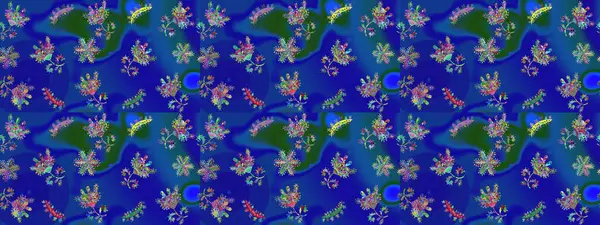 Düz yatıyordu. Mavi, yeşil ve mor renkte kar tanelerinden oluşan kış deseni. Raster illüstrasyonu. Kış konsepti.