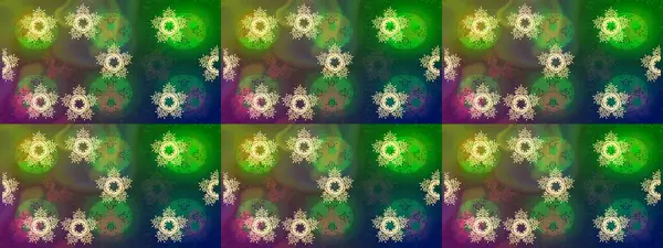 Basit bir kar tanesi. Yeşil, mavi ve kahverengi renklerin çizimi. Soyut duvar kâğıdı, ambalaj dekorasyonu. Kışın sembolü, mutlu noeller, mutlu yeni yıl kutlaması Raster illüstrasyonu..