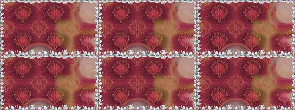 Kırmızı renklerde. Kusursuz desen. Raster illüstrasyonu. Hint süsü. Çiçek duvar kağıdı. Renkli süs kenarı.