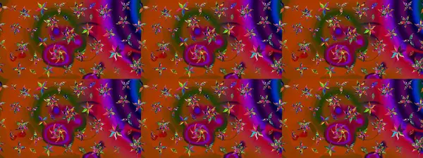 Raster illüstrasyonu. Çiçek süslemeli çizim deseni. Kahverengi renkte çiçekler.