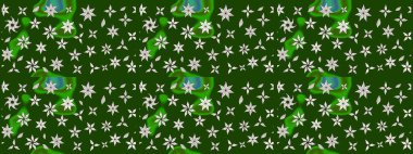 Sevimli çiçek raster deseni. Sketch Colour Spring Theme eskiz kalıbı. Düz Çiçek Elementleri Tasarımı. Yeşil renkte çiçekler.