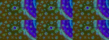 Küçük çiçekteki sevimli çiçek deseni. Robot resim. Raster illüstrasyonu.