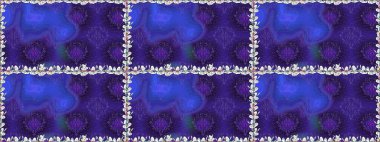 Raster deseni. Bahar çiçekleri dallı desen, mor renkler çiçekli siluet.