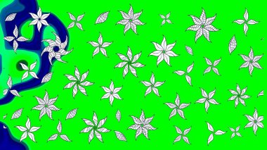 Çiçek yeşili eskiz deseni. Raster çiçek izi. Klasik taslak çizimi.