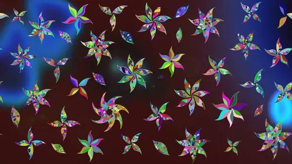 Yapraklı çiçekler ve kahverengi renkli papatya çiçekleri. Eskiz arkaplan modeli. Raster - stok.