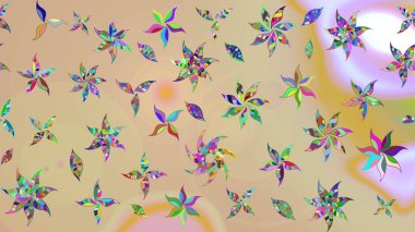 Çiçek desenli eskiz. Bej renkli çiçekler. Renkli Bahar Teması eskiz kalıbı. Düz Çiçek Elementleri Tasarım Raster illüstrasyonu.