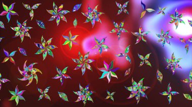 Raster Illustrasyon 'daki Çiçek Deseni' nin son moda çizimi. Güzel kumaş deseni. Renkli Yaz Temalı eskiz kalıbı. Düz Çiçek Elementleri Tasarımı.