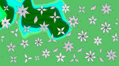 Küçük çiçekteki sevimli çiçek deseni. Yeşil renkte çiçekler.