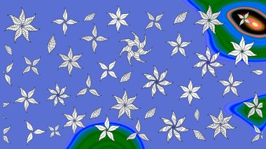 Soyut etnik raster çizim kalıbı. Kabile sanatı boho baskısı, klasik çiçek arkaplanı. Arkaplan dokusu, duvar kağıdı, mavi renkli çiçek teması.