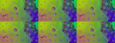 Raster deseni. Bahar çiçekleri dallı desen, yeşil renkler çiçekli siluet.