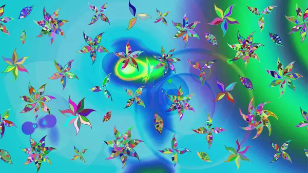 Taslak dekoratif arka plan, çiçek mandala. Çiçek. Raster illüstrasyonu. Mavi renklerde.