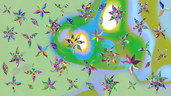 Raster illüstrasyonundaki çiçek desenli çizim. Suluboya tarzında nötr renkler üzerine çiçekler.