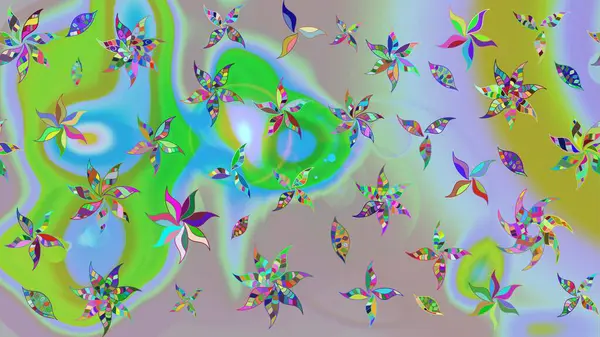 Küçük çiçekteki sevimli çiçek deseni. Tarafsız renklerde çiçekler. Raster illüstrasyonu.