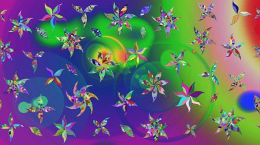 Raster. Zarif, parlak ve yeşil çiçek desenli bir taslak. Sabıka baskıları, bebek kıyafetleri, duvar kâğıtları, paket kutuları vb..