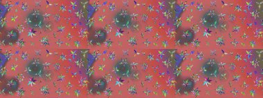 Raster düz çiçek çizim deseni. Hediye ambalaj kağıdı, tebrik kartları, posterler ve pankart tasarımı. Pembe renkte çiçekler.