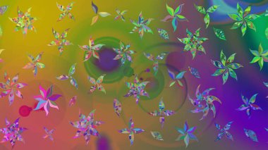 Raster illüstrasyonu. Renkli Bahar Teması eskiz kalıbı. Düz Çiçek Elementleri Tasarımı. Chichi 'nin kumaş kalıbını çiz. Çiçek deseni.