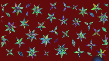 Çiçekli karalama şeklinde Raster çiçek deseni. Kırmızı renkte çiçekler. Nazik, narin çiçek arkaplanı.