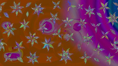 Gömlek baskısı için çiçek boyası. Kahverengi renkli çiçekler. Çiçek eskiz kalıbı geçmişi.