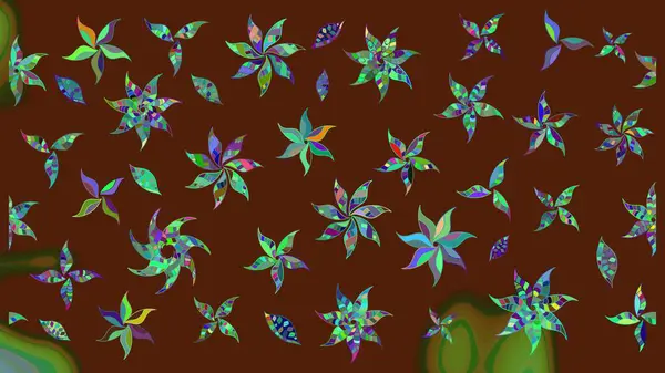 Şirin çiçekli, desenli, kahverengi renkli bir eskiz deseni. El çizimi çiçek çizimi deseni (fayans). Tekstil için suluboya çizim deseni.