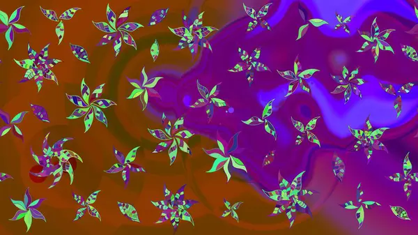 Moda baskıları için zarif bir şablon. Parlak renkli çiçekleri ve kahverengi renkli yaprakları olan harika bir çiçek deseni. Halk tarzı. Modern çiçek arkaplanı.