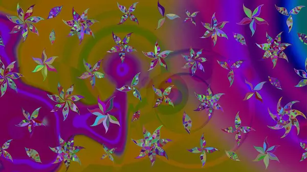 Raster illüstrasyonu. Suluboya çiçekli çiçek deseni. Mor renkli Asya tekstili.