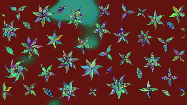 Poster ya da kapak için arka plan. Davetiye ve kartpostal tasarımı için dekoratif çiçek unsurları. Yapraklı çizim şekli. Tekstil için figür. Sevimli zarif çiçekler Raster illüstrasyonu.