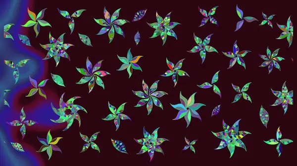 Düz Çiçek Elementleri Tasarımı. Şirin çiçek elementleri. Taslak desenli, modaya uygun kumaş deseni. Renkli Bahar Teması eskiz kalıbı. Raster illüstrasyonu.