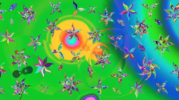 Raster. Renkli Bahar Teması eskiz kalıbı. Düz Çiçek Elementleri Tasarımı.