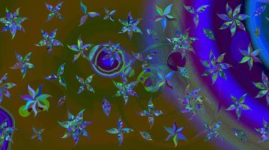 Raster illüstrasyonu. Düz Çiçek Elementleri Tasarımı. Renkli Bahar Teması eskiz kalıbı. Taslak desenli, modaya uygun kumaş deseni. Şirin çiçek elementleri..