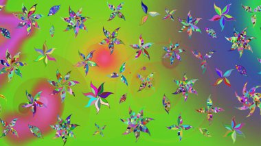 Elle boyanmış suluboya resim çizimleri, çiçekler ve bitkiler. Yeşil renkte çiçekler.